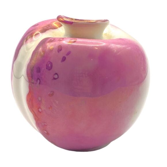 Vintage Arzberg Germany Porcelain Bud Vase Pink Cranberry White - Picture 2 of 9